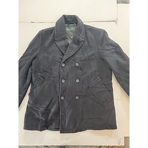 Lauren Ralph Mens Size 42S Regular Wool Blend Pea Coat Jacket Blue